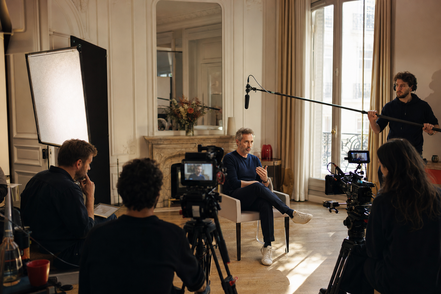 Interview filmée sur le plateau